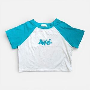 Y2K Occasion Angel Graphic Cropped Baby Tee Size Small